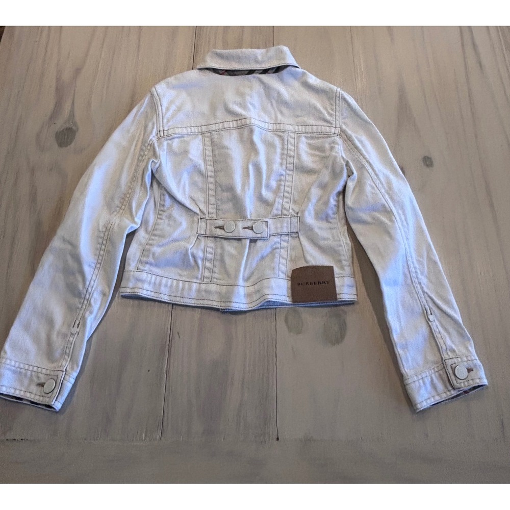 Burberry Kids White Denim Trucker Jacket 10Y 140 Classic Designer Logo Preppy - Picture 16 of 16